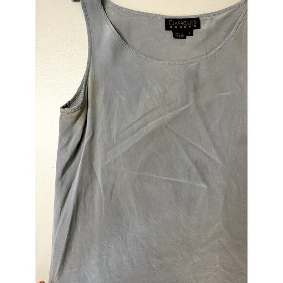 90s Vintage Classiques 100% Silk tank Size 6 Grey - Picture 5 of 6